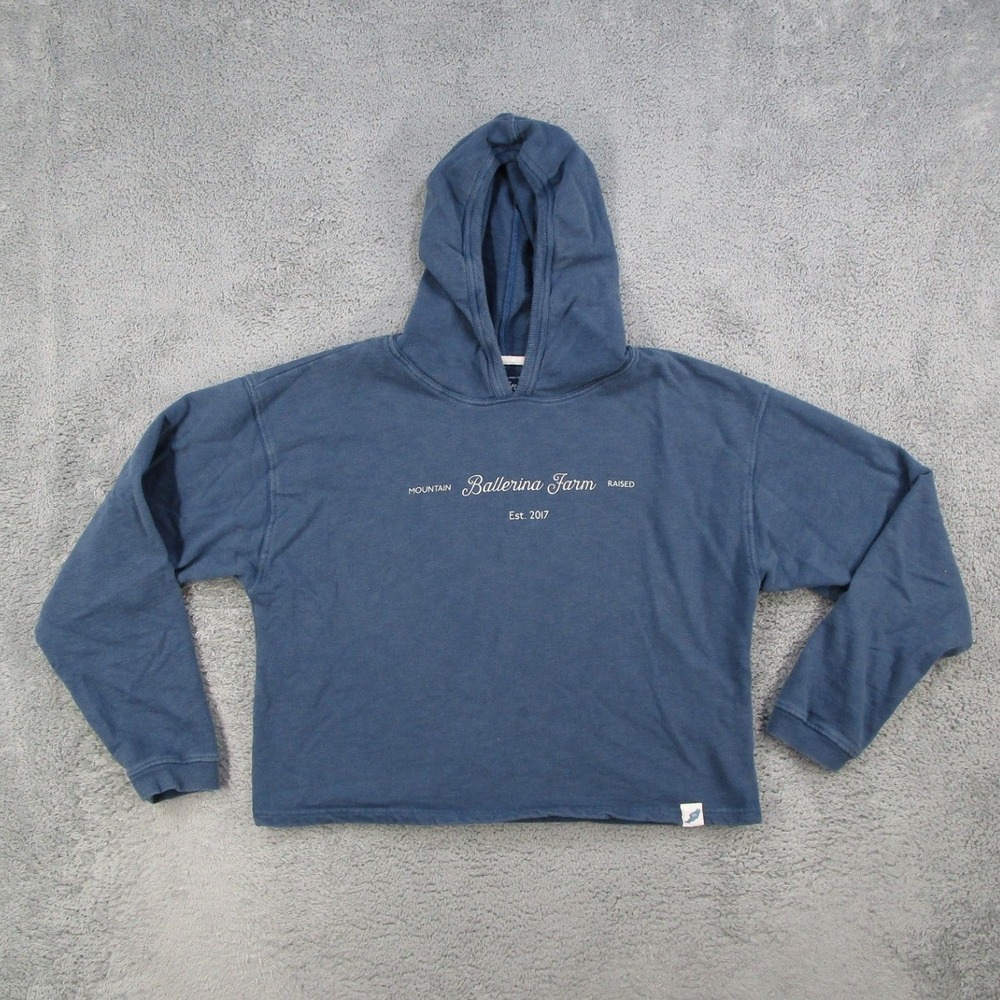 Ballerina Farm League Blue Cropped Graphic Hoodie Womens Medium